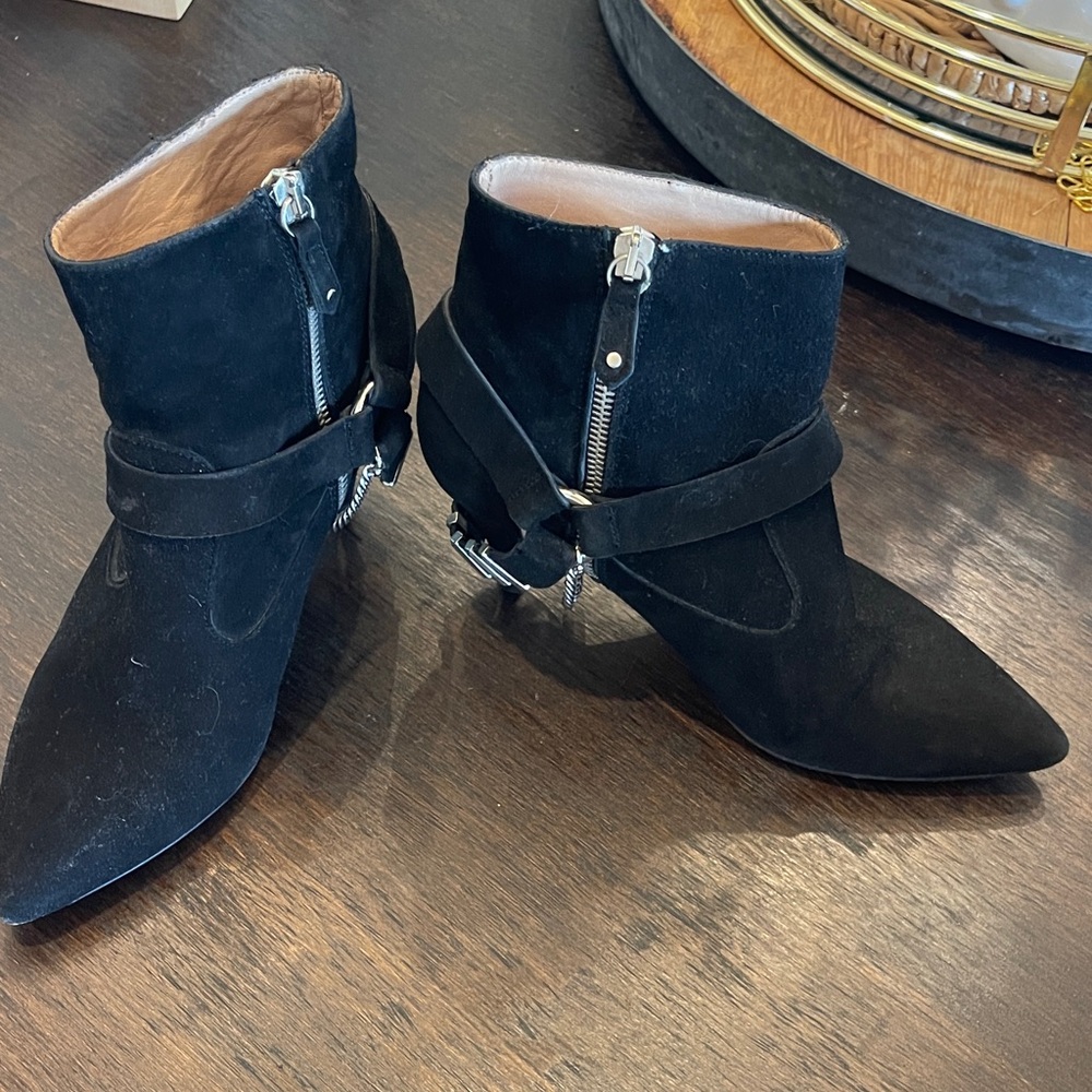 IRO Black Suede Ankle Boots with Strap Detail